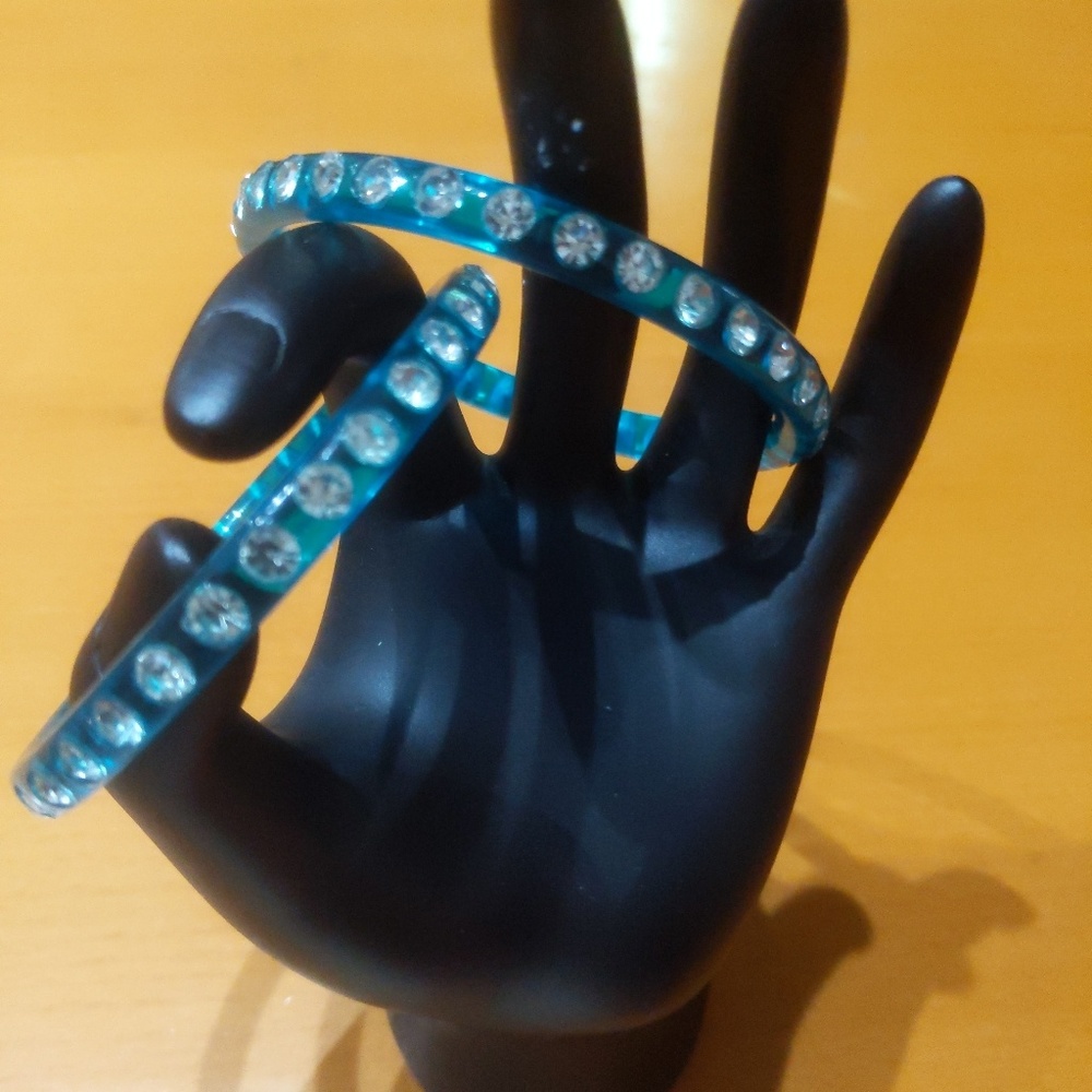 Turquoise and Rhinestone Bangle Bracelets From India